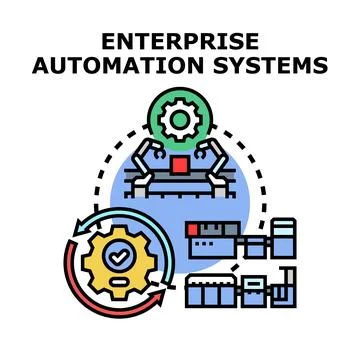 Implementing enterprise automation systems for business processes Stock Illustration