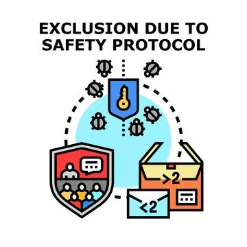 Implementing exclusion due to safety protocol concept Stock Illustration