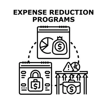 Implementing expense reduction programs to optimize business costs Stock Illustration