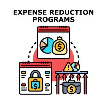 Implementing expense reduction programs to optimize business costs Stock Illustration