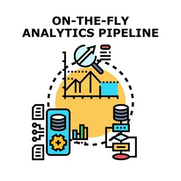 Implementing on the fly analytics pipeline for business data processing Stock Illustration