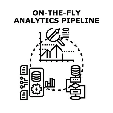 Implementing on the fly analytics pipeline for business data processing Stock Illustration
