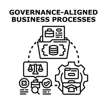 Implementing governance aligned business processes and strategy Stockillustratie