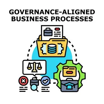 Implementing governance aligned business processes and strategy Stock Illustration