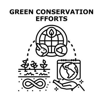 Implementing green conservation efforts for environmental protection Stock Illustration