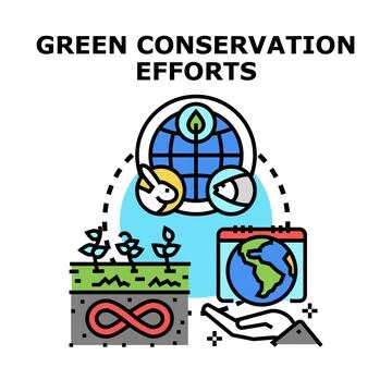 Implementing green conservation efforts for environmental protection Stock Illustration