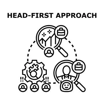 Implementing a head first approach for business strategy Stock Illustration