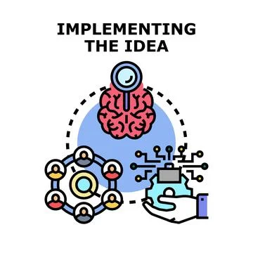 Implementing idea for business development and solution Illustrazione stock