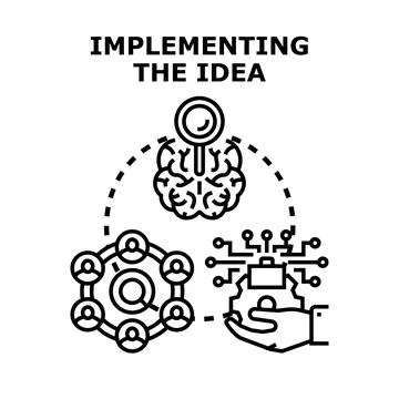 Implementing idea for business development and solution Stock Illustration