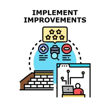 Implementing improvements for business evaluation and development process イラスト素材
