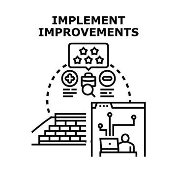 Implementing improvements for business evaluation and development process Illustrazione stock