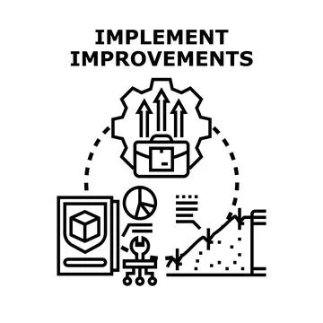 Implementing improvements optimizing business progress and growth Stock Illustration