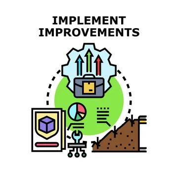 Implementing improvements optimizing business progress and growth Stock Illustration