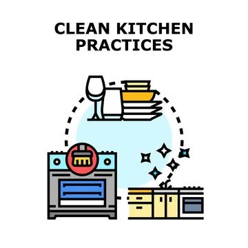 Implementing kitchen hygiene for food preparation and safety Stock Illustration