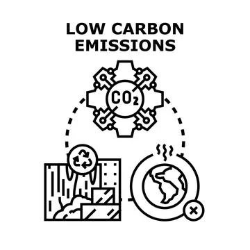 Implementing low carbon emissions minimizing climate impact Stock Illustration