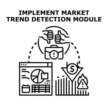 Implementing market financial trend detection analysis module Stock Illustration