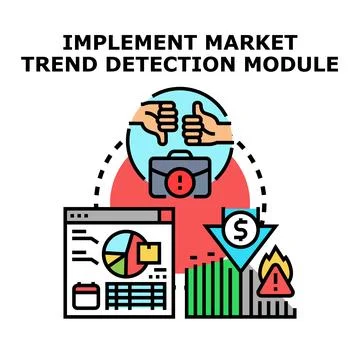 Implementing market financial trend detection analysis module Stock Illustration