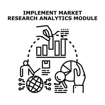 Implementing market research analytics module for business strategy Stock Illustration