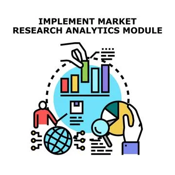 Implementing market research analytics module for business strategy Stock Illustration