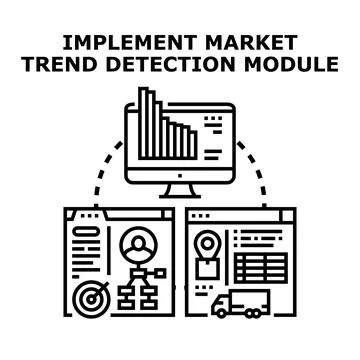Implementing market trend detection module for business analysis Stock Illustration
