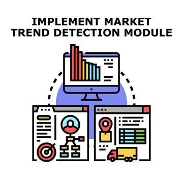 Implementing market trend detection module for business analysis Stock Illustration