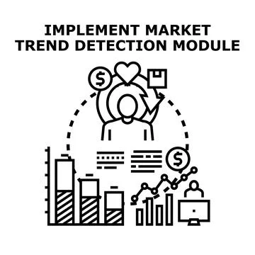 Implementing market trend detection module for business analysis Stock Illustration