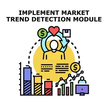 Implementing market trend detection module for business analysis Stock Illustration