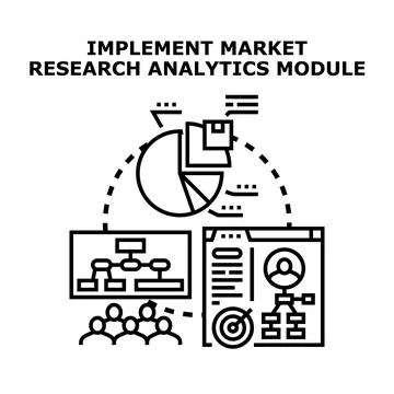 Implementing marketing research analytics module for business strategy Illustrazione stock