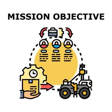 Implementing mission objective by team collaboration and logistics Illustrazione stock