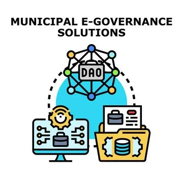 Implementing municipal e governance for digital administration and public s.. Stock Illustration
