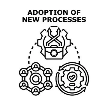 Implementing new business processes and system changes Stock Illustration