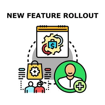 Implementing new feature rollout strategy and business project process イラスト素材
