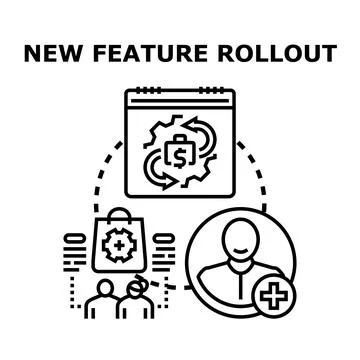 Implementing new feature rollout strategy and business project process イラスト素材
