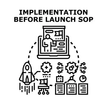 Implementing new project before product launch sop Stock Illustration