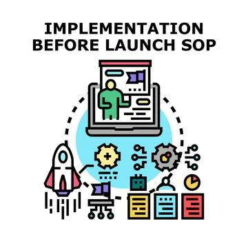 Implementing new project before product launch sop Stock Illustration