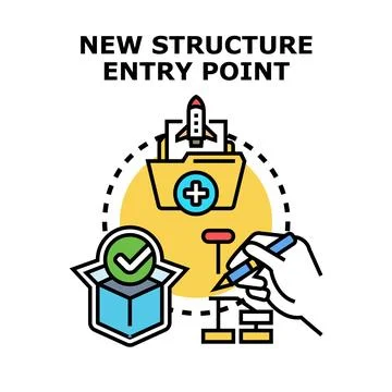 Implementing new structure entry point concept and workflow Stock Illustration