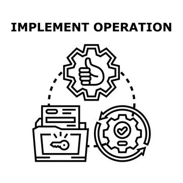 Implementing operation process workflow for project execution Stock Illustration