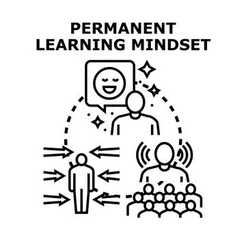 Implementing permanent learning mindset for continuous development Stock Illustration
