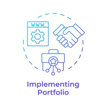 Implementing portfolio blue gradient concept icon Illustrazione stock