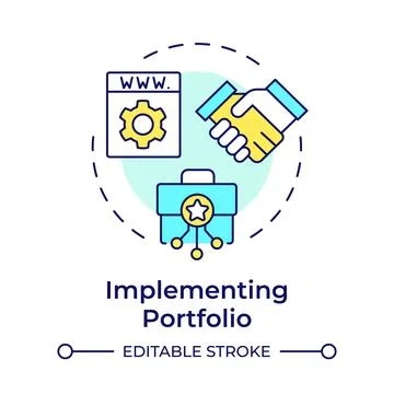 Implementing portfolio multi color concept icon イラスト素材