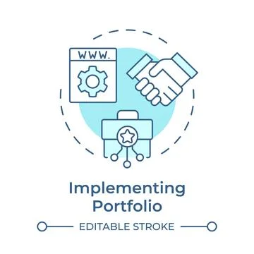 Implementing portfolio soft blue concept icon Illustrazione stock