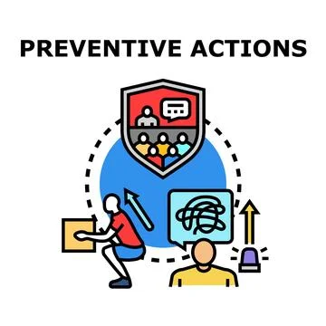 Implementing preventive actions for safety and risk management Stock Illustration
