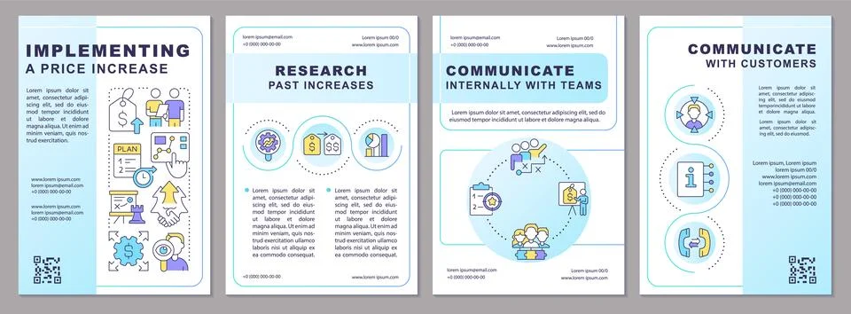 Implementing price increase light blue brochure template Illustrazione stock