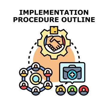 Implementing procedure outline for business collaboration process Illustrazione stock