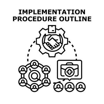 Implementing procedure outline for business collaboration process Stock Illustration