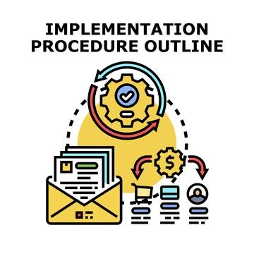 Implementing procedure outline process for business development Illustrazione stock