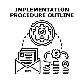 Implementing procedure outline process for business development Stock Illustration