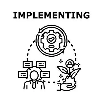Implementing process with management and growth strategy Stock Illustration