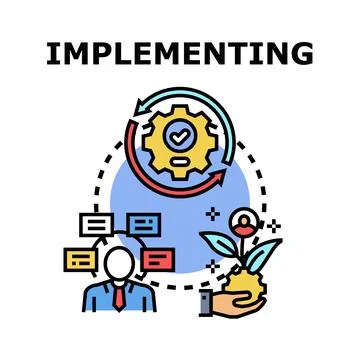 Implementing process with management and growth strategy Stock Illustration