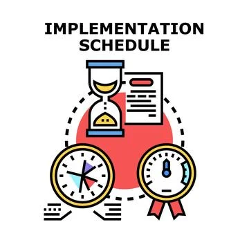 Implementing project schedule planning with time management icons 스톡 일러스트